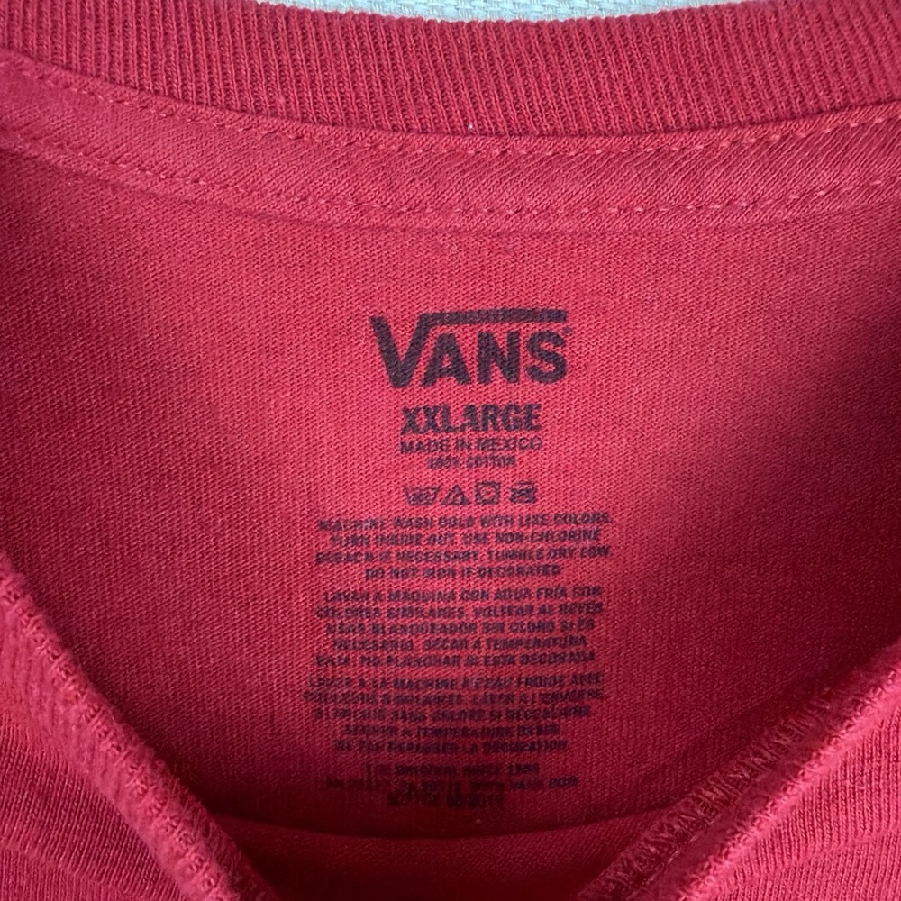 VANS Crew Neck T-Shirt Mens Size XXL Red Short Sleeve 100% Cotton Skater Casual - Picture 6 of 10